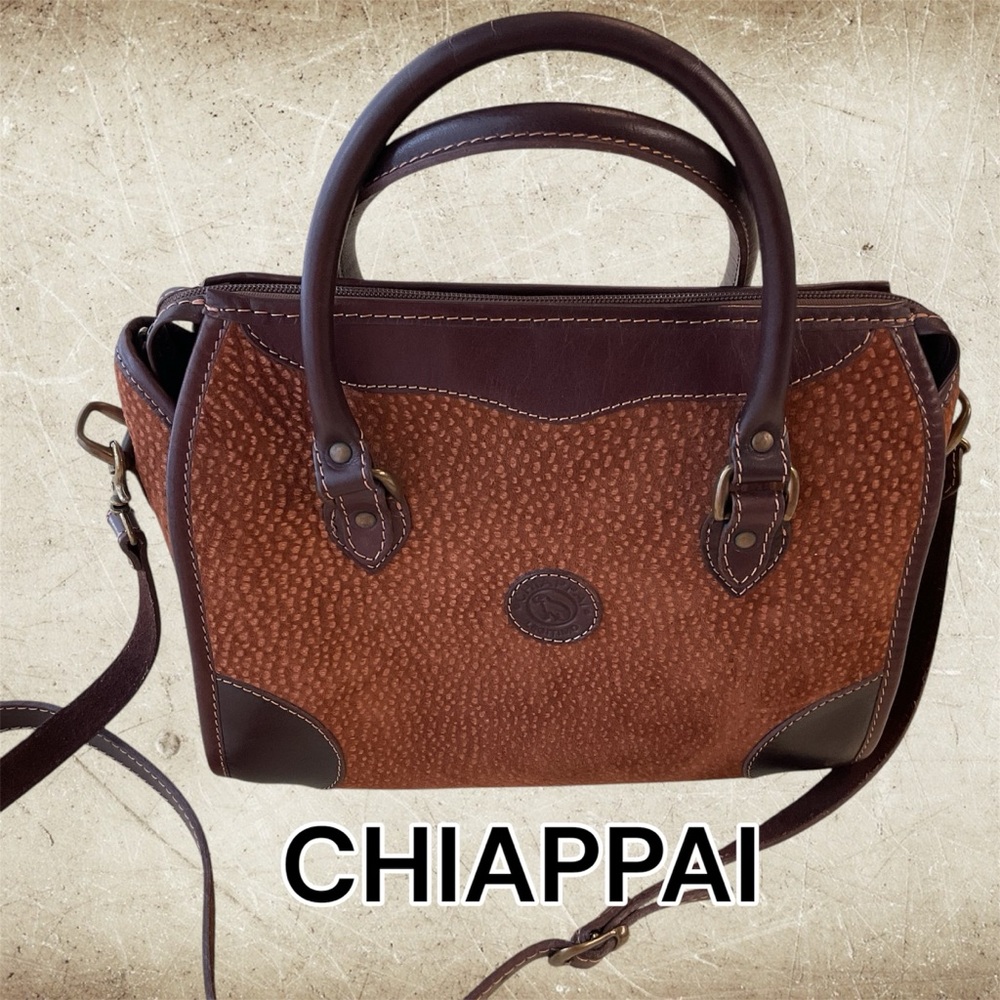 CHIAPPAI brown suede & leather shoulder bag